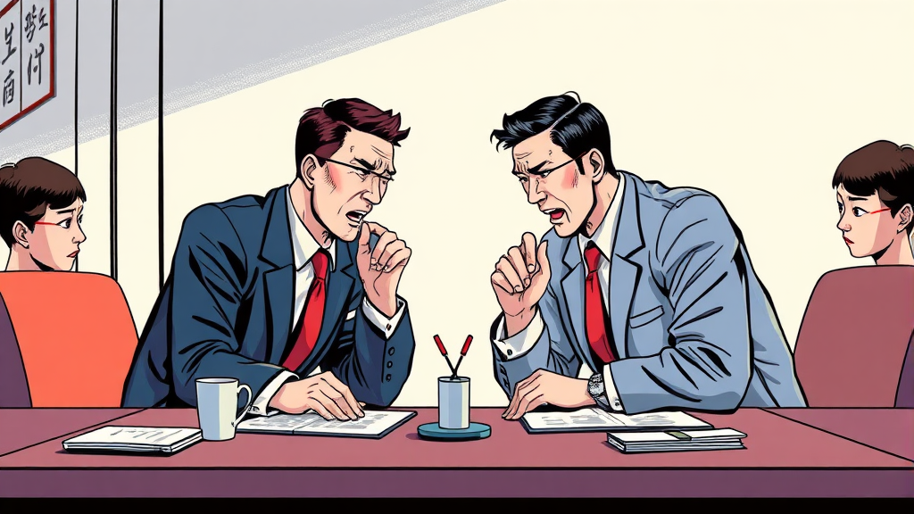 노사 갈등의 핵심: 성과급과 임금 협상 (illustration 스타일)