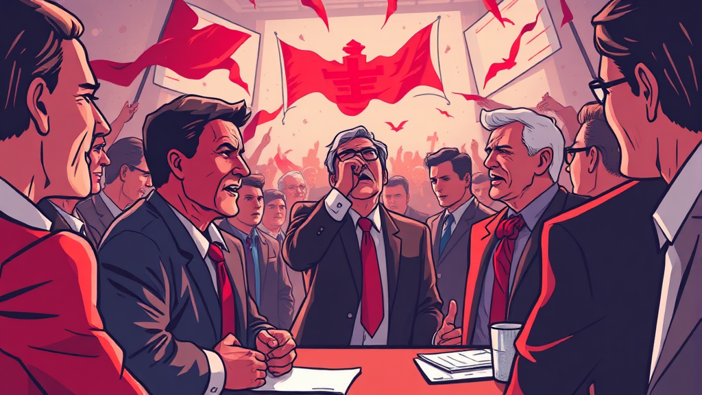 당 지도부의 대응과 내홍 심화 (illustration 스타일)