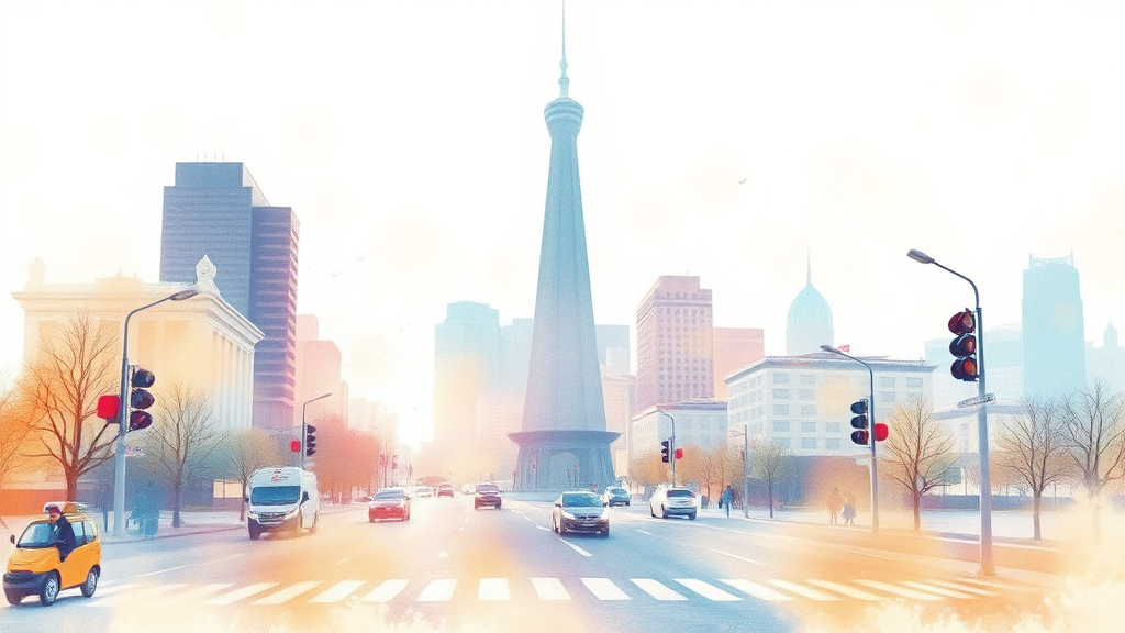 정원오 서울시장 출마 선언: 시민 주권, 세금 가치, 교통 혁명 공약 4 주요 공약: 교통 혁명과 효능감 행정 (watercolor 스타일)