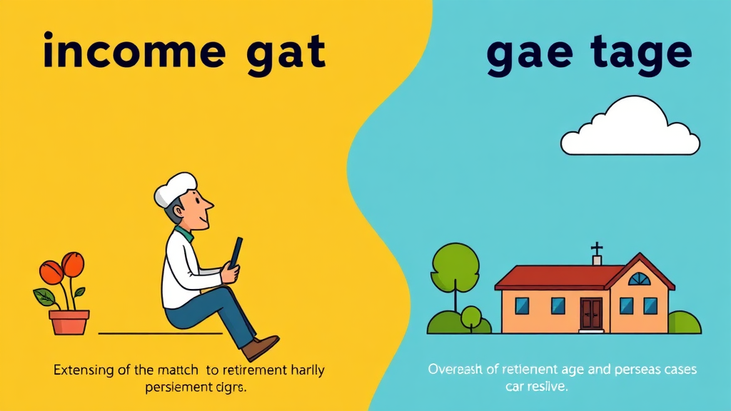 정년 연장과 연금 제도: 소득 공백 문제와 해결 방안 (cartoon 스타일)