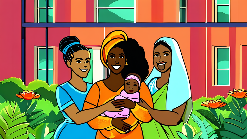 다문화가정 산후조리 지원의 미래와 목표 (cartoon 스타일)